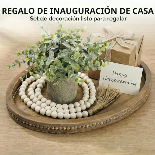 Vista 8 de Relaxing Garden Bandeja decorativa de madera ovalada, 16.1 x 11.8 pulgadas