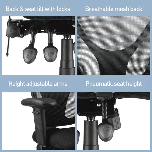 Vista 4 de Realspace® MFTC 200 Silla ergonómica multifunción súper tarea, color negro