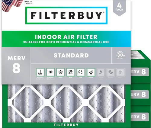 Vista 46 de Filterbuy - Filtros de aire de repuesto MERV 8, protección contra el polvo, plisados, para caldera y sistema HVAC, 20 x 25 x 1 pulgadas, paquete