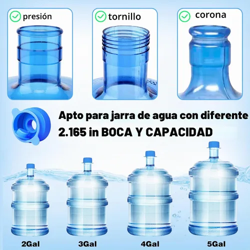 Vista 3 de U-Goforst [Paquete de 4] tapas para jarra de agua de 3 y 5 galones, tapas de repuesto reutilizables de silicona de 2.165 in para tapas