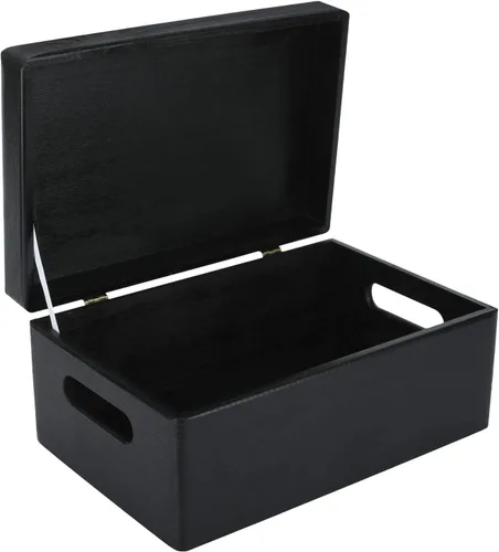 Vista 9 de Creative Deco Caja de almacenamiento grande de madera con tapa con bisagras 11.8 x 7.87 x 5.51 pulgadas (+-0.5) Caja de regalo sin acabar, lisa