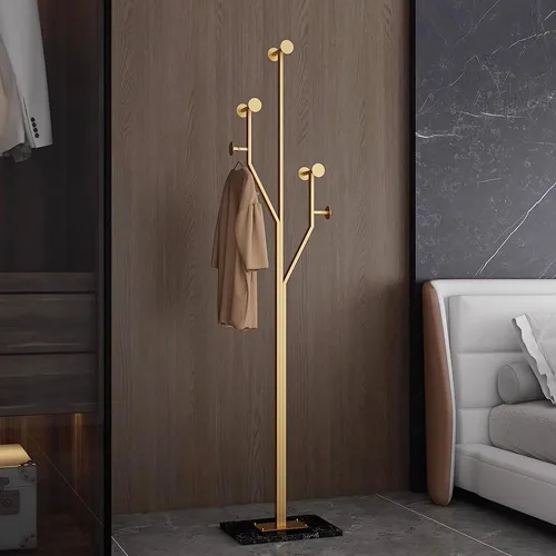 Vista 10 de Perchero de pie, Árbol de abrigos de pie resistente con 7 ganchos de bola, Soporte para colgar abrigos con base de metal para entrada, pasillo