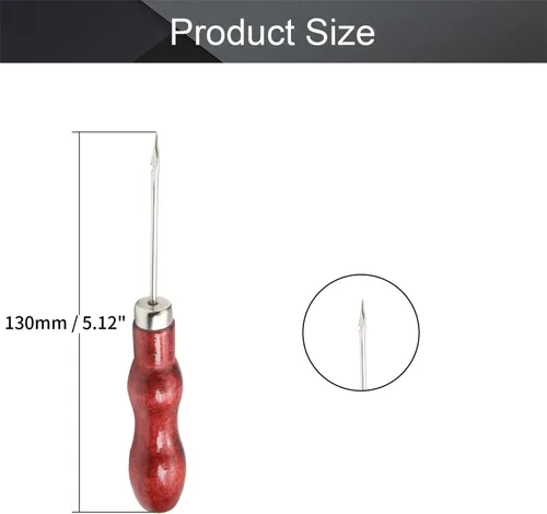 Vista 2 de Utoolmart Punzón para rascar, herramienta de punzón de cuero, mango de madera, doble forma de calabaza, herramientas de artesanía en cuero