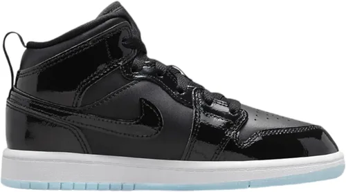 Vista 2 de Air Jordan 1 Mid Pre School, NegroBlanco oscuro