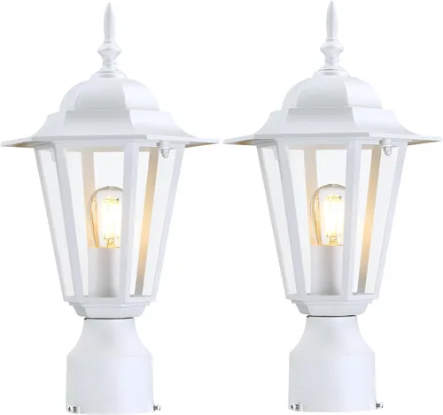 Vista 15 de GRUENLICH Luz de poste para exteriores, linterna de poste de aluminio Blanco