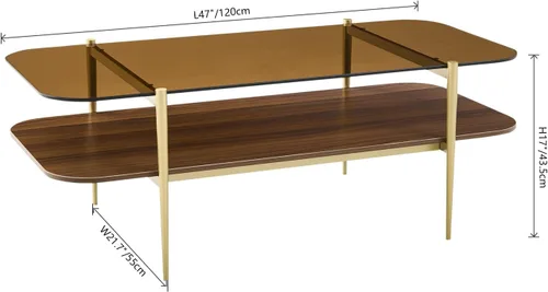 Vista 52 de Saint Mossi - Mesa de café moderna para sala de estar, mesa de café redonda de mediados de siglo, mesa central de 2 niveles para espacios pequeños