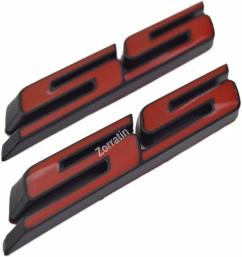 Vista 13 de Slant, calcomanía, emblema para defensas, parrilla lateral, de acero inoxidable, para Chevy IMPALA COBALT Camaro 2010+, 2 unidades, Negro