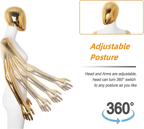 Vista 4 de Maniquí femenino de cuerpo completo, modelo de vestido de costura de torso maniquí, soporte de maniquíes desmontables de plástico ajustable de 70