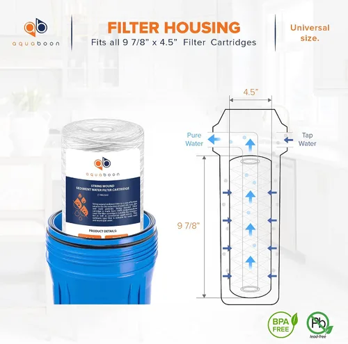 Vista 2 de Aquaboon Filtro de agua para heridas de cuerda de 1 micrón, repuesto de 10 x 4.5 pulgadas, cartucho de filtro de agua para toda la casa compatible