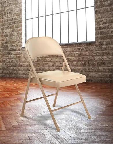 Vista 2 de National Public Seating 951 Commercialine - Silla plegable acolchada de vinilo, color beige (paquete de 4)