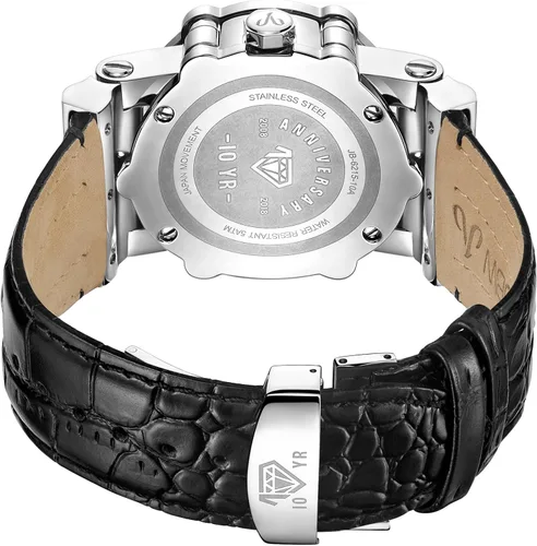 Vista 3 de JBW Reloj de pulsera con diamantes de .98 ctw de 10 años para hombre con correa de cuero