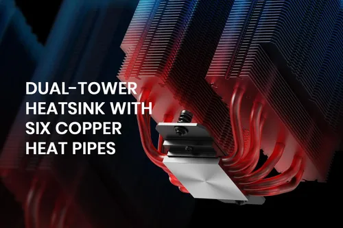 Vista 2 de ID-COOLING FROZN A620 Negro - Enfriador de aire para CPU de doble torre negro de 6.1" de altura, 6×Φ6mm tubos de calor, ventiladores FDB duales