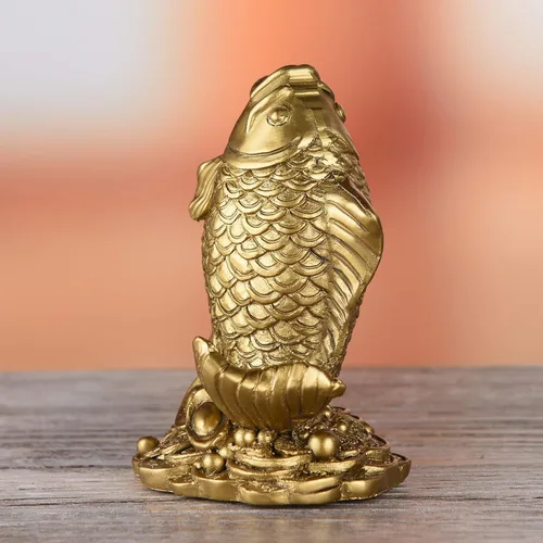 Vista 6 de BRASSTAR Resina Feng Shui Pescado Estatua Riqueza Carpa Tesoro Buena fortuna Afortunada Auspiciosa Casa Oficina Decoración Colección Regalo TQZDPT64