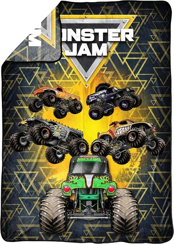 Vista 2 de Jay Franco Monster Jam MJ Life - Manta de 5 piezas, incluye manta, juego de cortinas