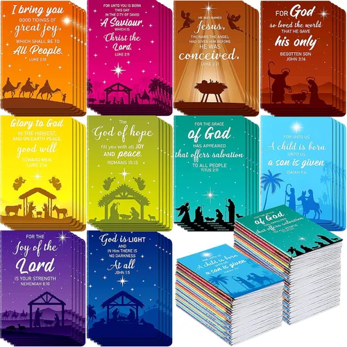 Vista 7 de Tenceur 30 piezas de mini bloc de notas de Navidad, tema de pesebre, regalos cristianos, cuaderno de Navidad, bloc de notas con versículos