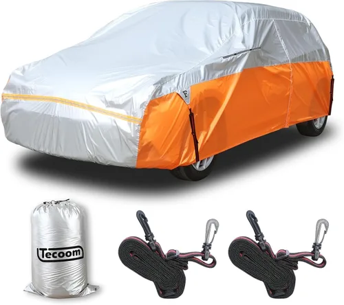 Vista 37 de Tecoom Funda impermeable para todo tipo de clima, resistente al viento, protector de granizo con forro polar y puerta con cremallera, protección