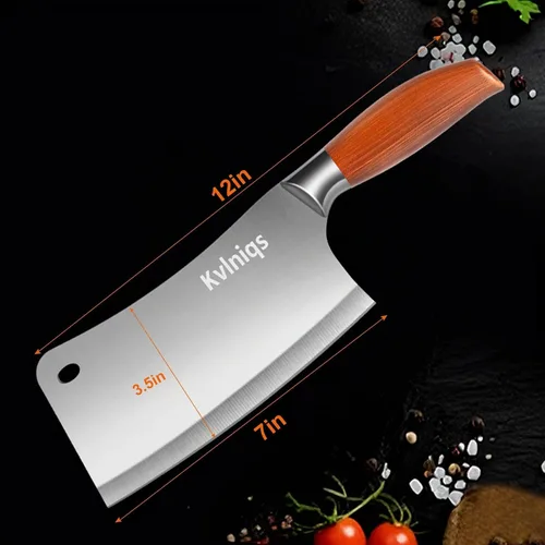 Vista 5 de Cuchillo de carnicero de 7 pulgadas, cuchilla para carne, cortador de huesos resistente, cuchillo de chef de cocina multiusos para cortar huesos