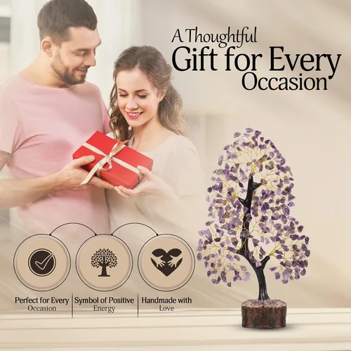 Vista 7 de Árbol de la vida con cristales de amatista, árbol púrpura, decoración de cristal, árbol de los chakras, regalos curativos para mujeres, decoración