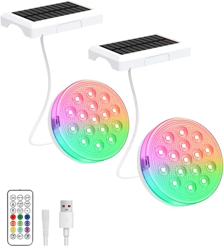 Vista 11 de Luces de piscina, luces LED sumergibles recargables actualizadas con control remoto, 16 colores IP68, luz subacuática impermeable para piscina