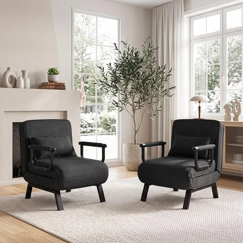 Vista 3 de MAT EXPERT Silla convertible con almohada, silla plegable moderna 4 en 1 con respaldo ajustable de 6 niveles, sofá cama individual cómodo para sala