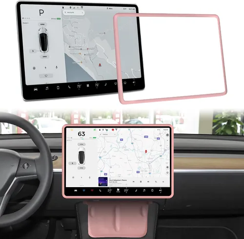 Vista 6 de frani Protector de Marco de Pantalla Negro Diseñado para Tesla Modelo 3 (2025-2017), Tesla Modelo Y (2025-2020), Accesorios de Decoración