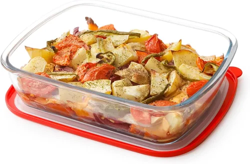 Vista 11 de NUTRIUPS Juego de 2 fuentes cuadradas para hornear de vidrio de 9 x 9 y 7 x 7 pulgadas con tapa, molde para hornear profundo, apto para horno