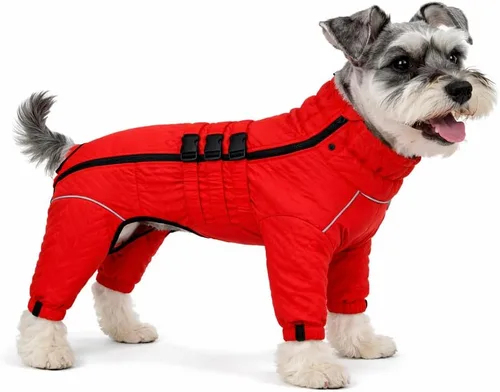 Vista 16 de Abrigo cálido para perros de doble capa, chaleco para perros, 4 patas cubiertas, resistente al viento, impermeable, reflectante, gris XS - L