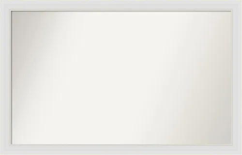 Vista 158 de Amanti Art Espejo de baño blanco para sobre el fregadero, 24 x 26 pulgadas, espejo rectangular blanco y blanco, marco de madera contemporáneo