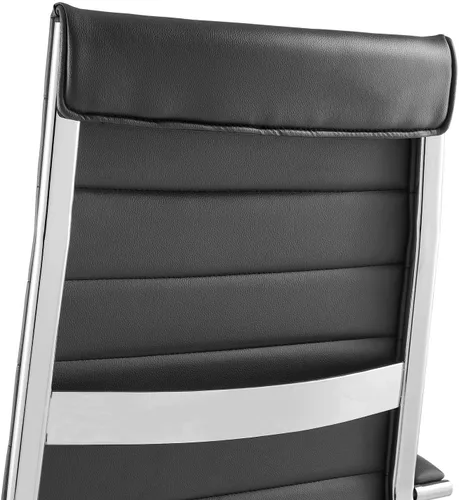 Vista 10 de LexMod Jive silla de oficina ejecutiva acanalada respaldo alto, Vinilo, Negro