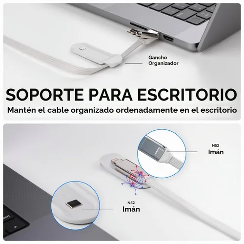 Vista 5 de Rolling Square inCharge XL - Cable de carga múltiple 6 en 1, cable USB portátil y USB-C con potencia de carga ultrarrápida de 100 W, 10 pies/9.8 ft