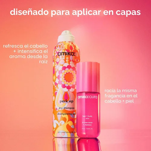 Vista 6 de amika: aura rocío para cabello y cuerpo pomelo rosa, albaricoque jugoso + vainilla cálida