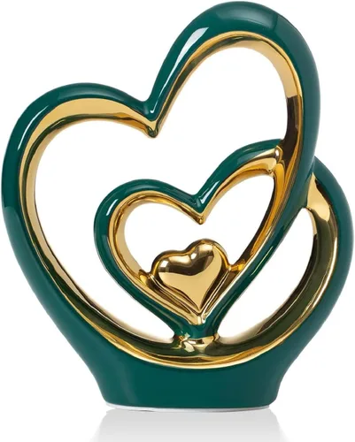 Vista 13 de APLUSH Decoración de estatua de doble corazón de porcelana, escultura de artista moderna, decoración del hogar para sala de estar, gabinete de vino
