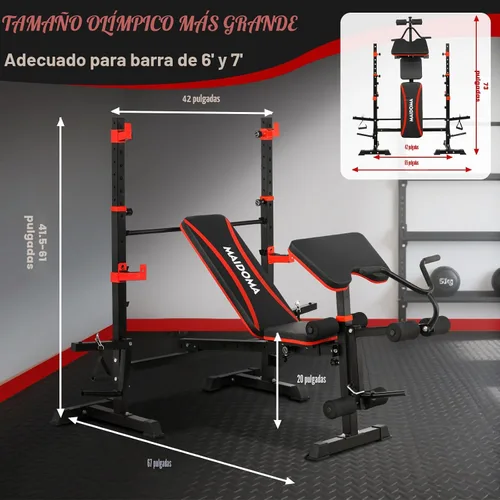 Vista 3 de MAIDOMA Foldable 1500LBS Capacity 8 IN 1 Weight Bench Set with Leg Extension/Squat Rack/Preacher Curl, Adjustable Bench Press for Home Gym Full Body