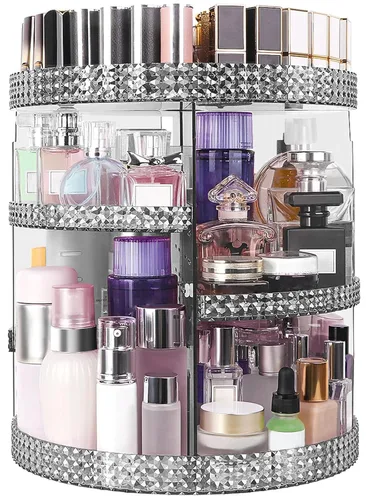 Vista 9 de Organizador de maquillaje giratorio de 360 grados para tocador, organizador de belleza de capacidad extra grande, organizador de perfume DIY