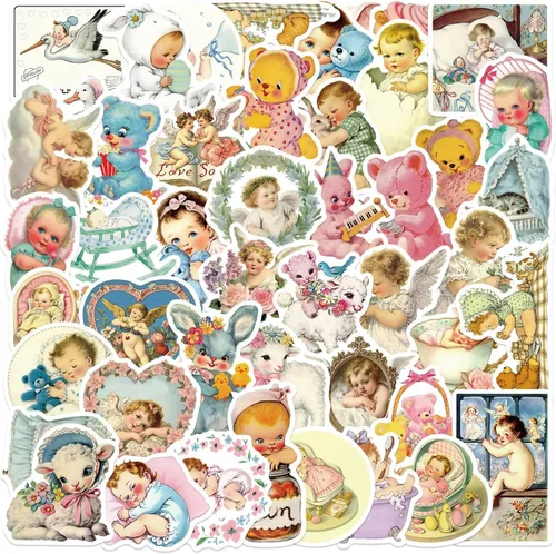 Vista 11 de Yoksas 50 piezas de calcomanías vintage victorianas - Calcomanías de vinilo impermeables de arte antiguo para laptops, botellas de agua, álbumes