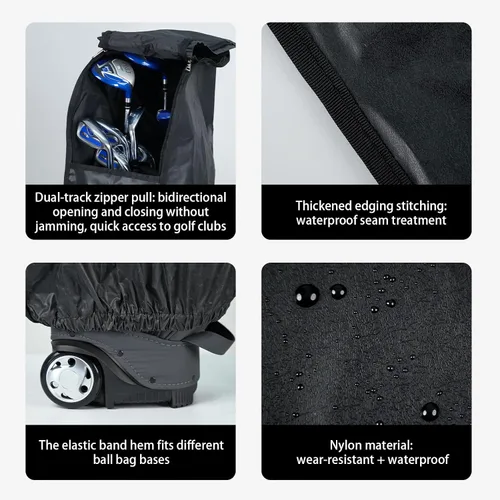 Vista 3 de Funda de lluvia para bolsa de golf, duradera, a prueba de polvo, equipo impermeable para viajes, bolsa de golf, capucha de lluvia de 50.4 pulgadas