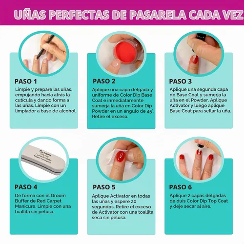 Vista 4 de Red Carpet, Color de manicura, Color de Uñas, Polvo para Untar, Kit de Principiante.