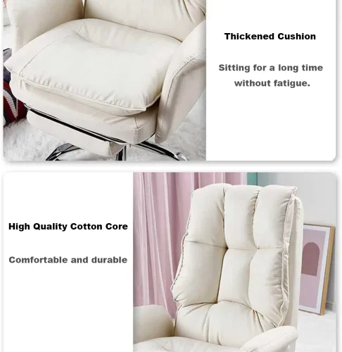 Vista 6 de Sofá ergonómico de oficina, silla de juegos con ruedas, cojín suave, silla de computadora, ángulo de altura ajustable, silla de escritorio