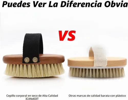 Vista 7 de Cepillo corporal de cepillado en seco, cerdas de sisal, cepillo de masaje exfoliante para celulitis y linfático, mejora la circulación, detiene
