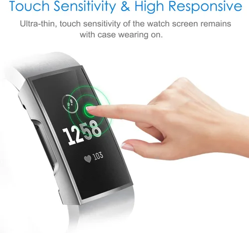 Vista 4 de FINTIE Protector de pantalla compatible con Fitbit Charge 4/3/3SE, carcasa suave y delgada chapada en TPU (paquete de 3)