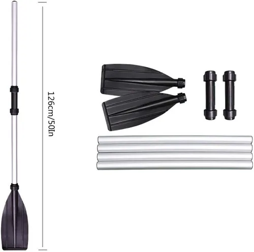 Vista 9 de 2 piezas de remos de kayak para botes inflables, paletas de kayak de aleación de aluminio de 50 pulgadas, ligeras, desmontables, ajustables