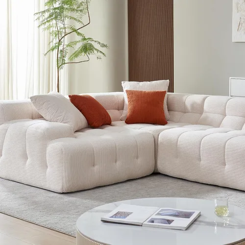 Vista 5 de Sofá modular en forma de L con diván, moderno sofá modular con asiento profundo, sofás tapizados para sala de estar y dormitorio, no requiere montaje