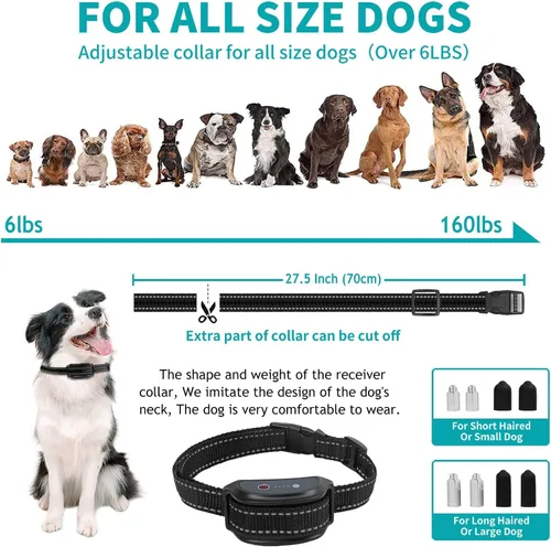 Vista 5 de Asrcs Collar de entrenamiento para perros con control remoto, collar de perro impermeable con sonido de vibración de pitido, ajustable de 0 a 99