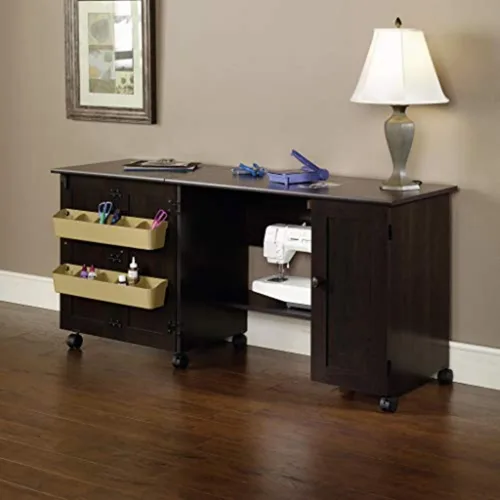 Vista 2 de Mueble móvil para costura y otras manualidades de madera de cerezo, Madera Manufacturada, Cinnamon Cherry