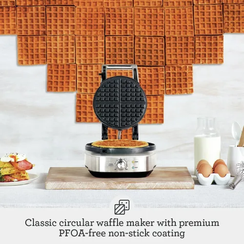 Vista 2 de Breville No-Mess Classic Waffle Maker BWM520XL, Acero Inoxidable Cepillado