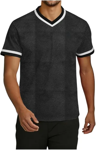 Vista 3 de Lightweight Workout Shirts for Men Summer Mesh V Neck Running Athletic T-Shirts Short Sleeve Breathable Gym Tops