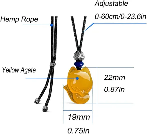 Vista 7 de Collar con colgante de zorro de piedra gema para mujeres y hombres