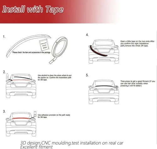 Vista 8 de Alerón de maletero de fibra de carbono compatible con Audi A4 S4 B9 2017-2024 Alerón exterior de pico de pato Alerón de maletero Cola Cubierta