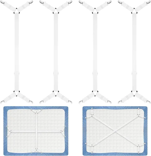 Vista 12 de Morcheiong Correas de sujeción para sábanas ajustables con clips para sábanas para ropa de cama, amarres, juego de 2