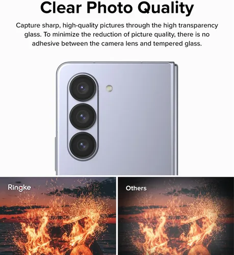 Vista 8 de Ringke Marco de lente de cámara compatible con Samsung Galaxy Z Fold 5, protector de lente de cámara, cubiertas de vidrio templado y marcos
